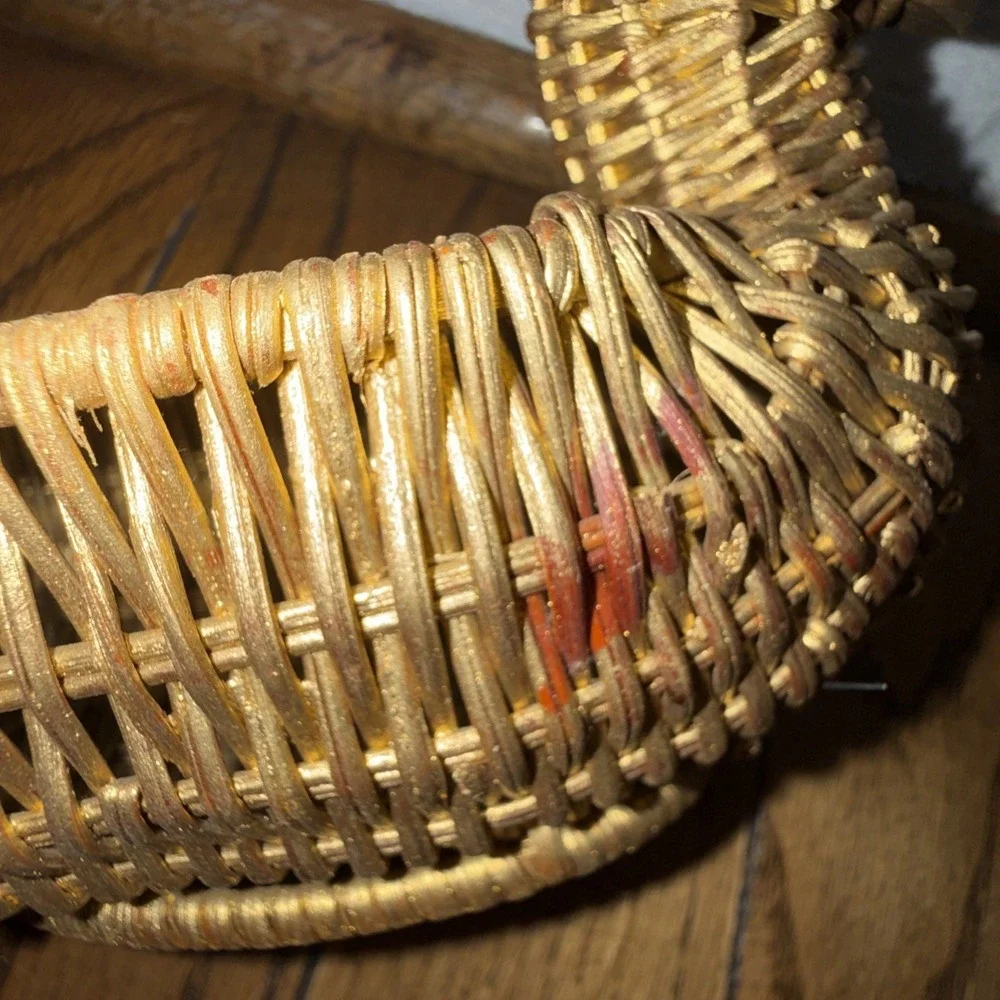 Vintage Woven Wicker‎ Rattan MCM Bird Centerpiece Planter